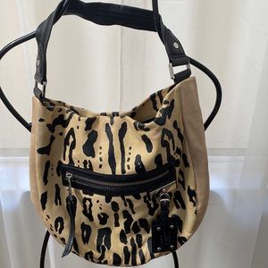 L.A.M.B Leather Leopard Shoulder Bag